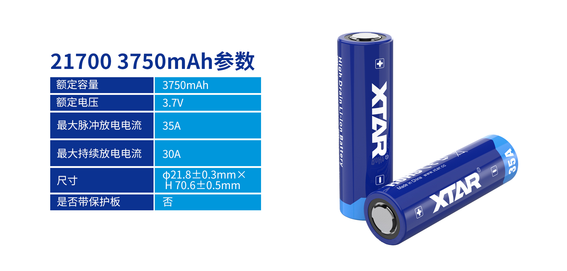 21700 3750 mAh 动力锂电池