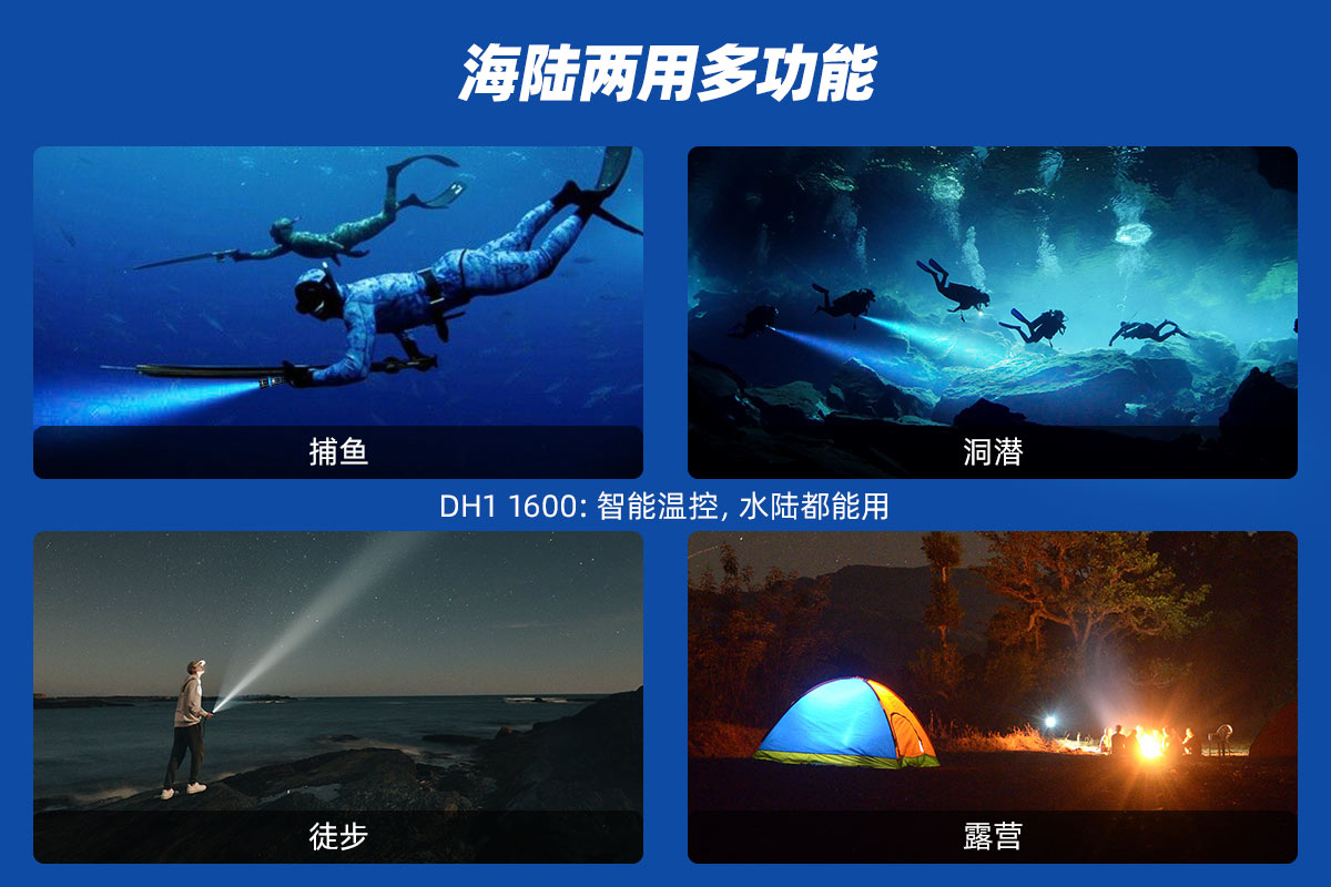 OB视讯·(中国区)整体 Hunter DH1 1600流明 潜水手电筒